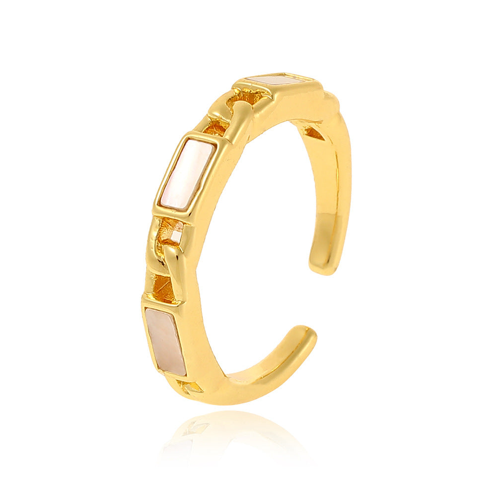 Elegant Solid Color Copper Plating Inlay Zircon Open Rings