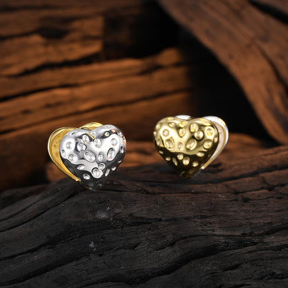 1 Pair Casual Heart Shape Plating Sterling Silver 24k Gold Plated Silver Plated Ear Studs