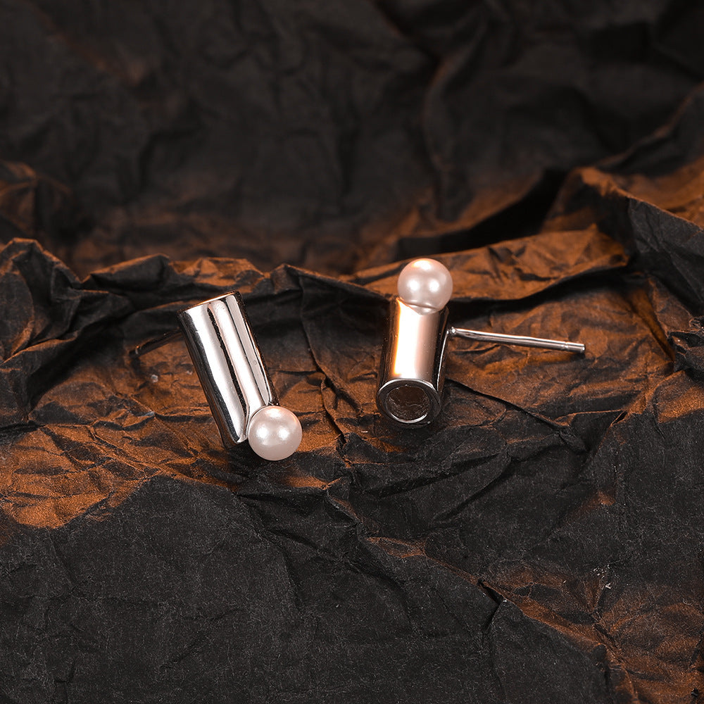 1 Pair Simple Style Solid Color Plating Sterling Silver White Gold Plated Ear Studs