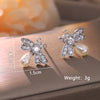 1 Pair Elegant Shiny Fruit Heart Shape Snowflake Plating Inlay Copper Artificial Pearls Artificial Diamond Silver Plated Drop Earrings Ear Studs