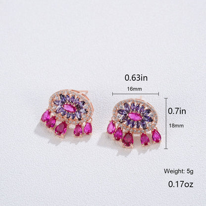 1 Pair Ig Style Shiny Oval Water Droplets Plating Inlay Copper Zircon Gold Plated Drop Earrings