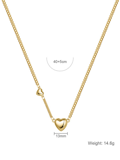 Romantic Simple Style Heart Shape Copper Plating 18k Gold Plated Necklace