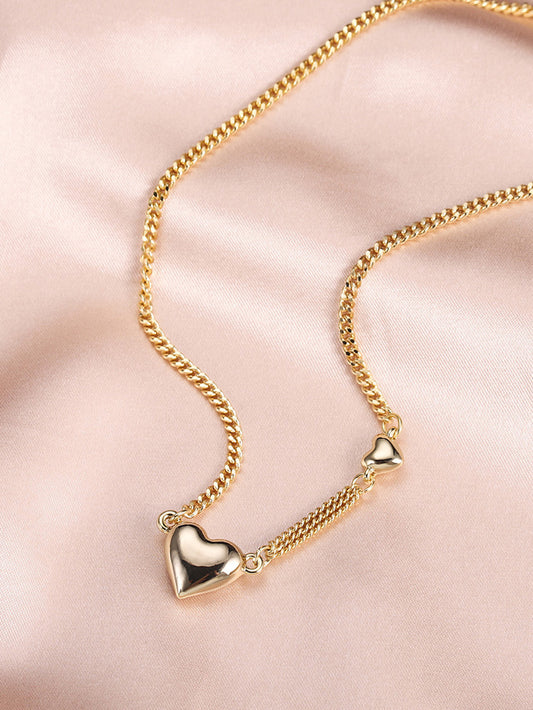 Romantic Simple Style Heart Shape Copper Plating 18k Gold Plated Necklace