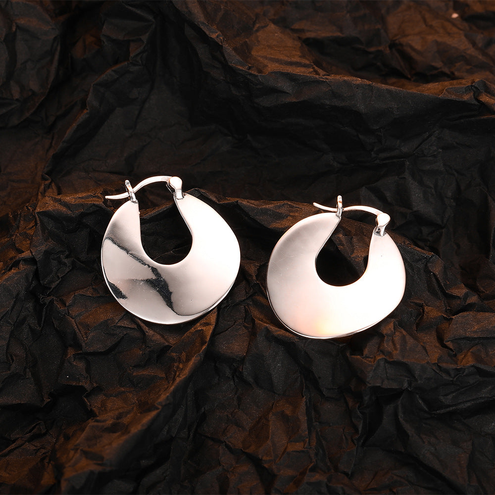 1 Pair Casual Solid Color Sterling Silver White Gold Plated Earrings