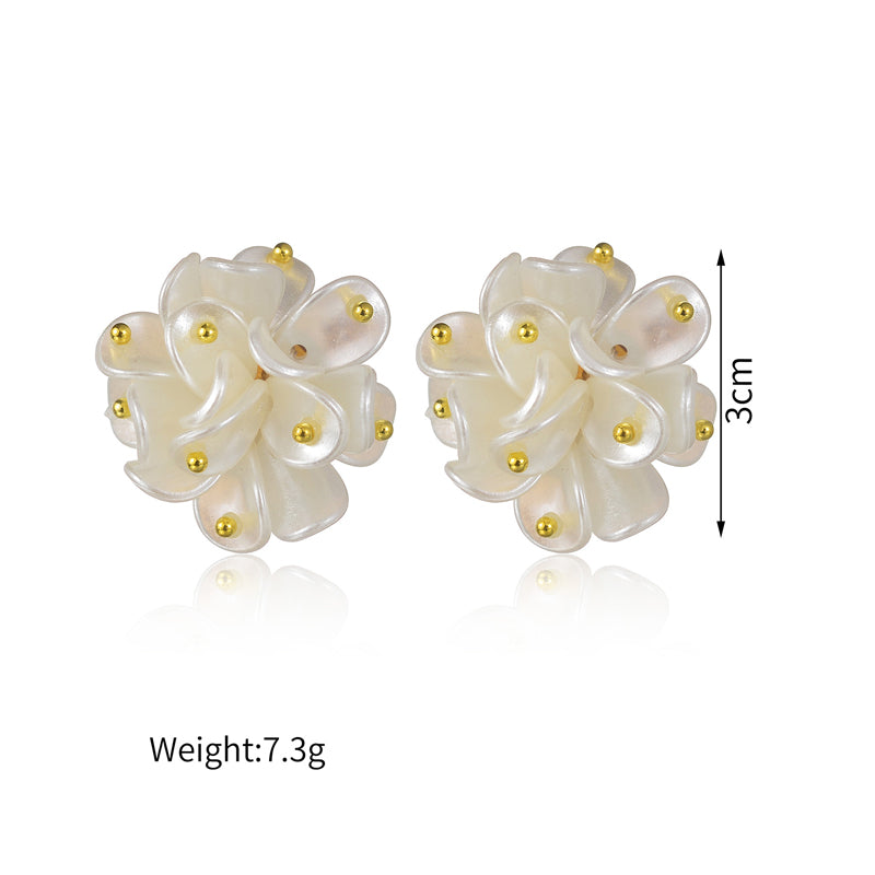 1 Piece Ig Style Simple Style Petal Plating Stainless Steel 18k Gold Plated Ear Studs