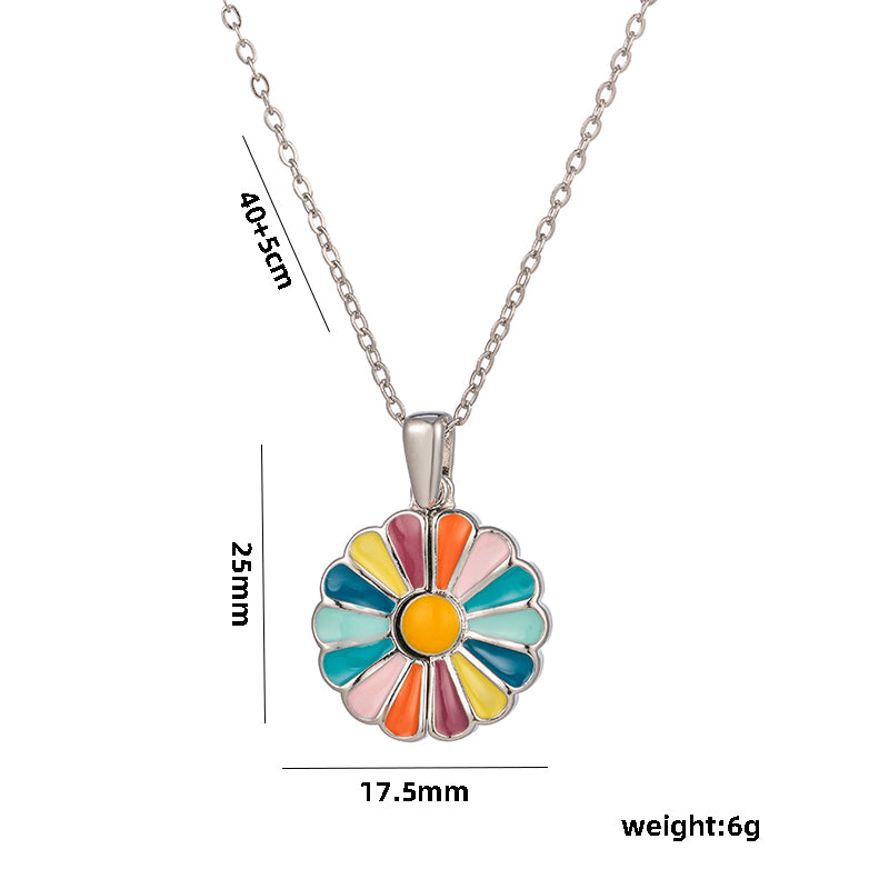 Cute Daisy Steel Enamel Titanium Steel 18k Gold Plated Women's Pendant Necklace