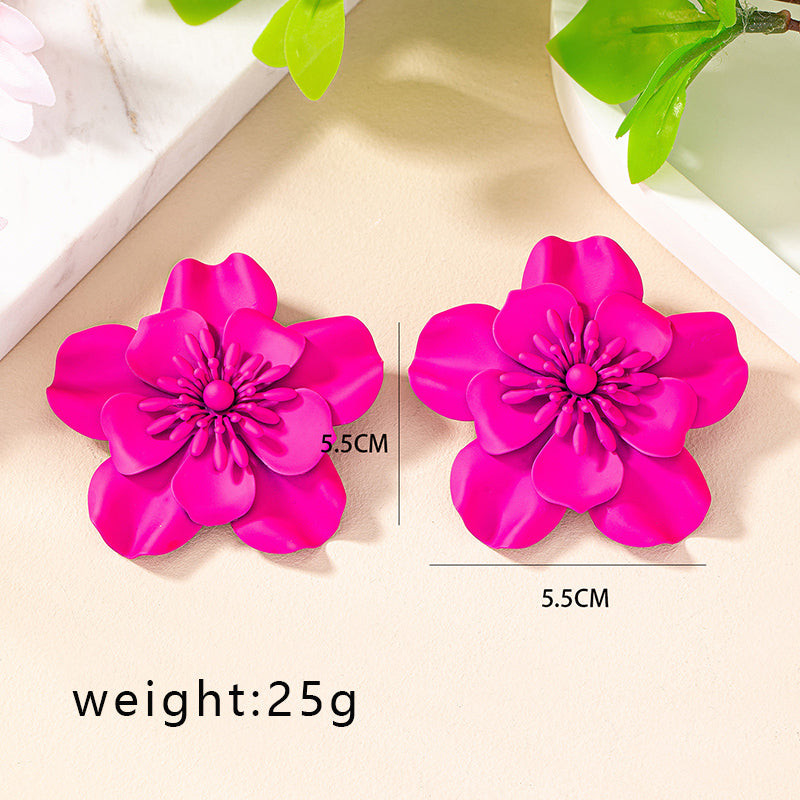 1 Pair French Style Commute Korean Style Flower Stoving Varnish Plating Alloy Ear Studs