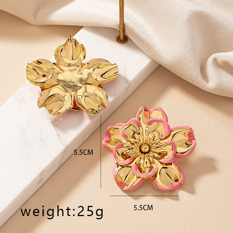 1 Pair French Style Commute Korean Style Flower Stoving Varnish Plating Alloy Ear Studs