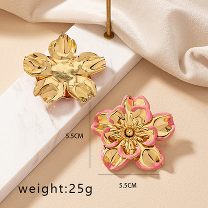 1 Pair French Style Commute Korean Style Flower Stoving Varnish Plating Alloy Ear Studs