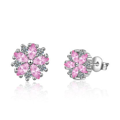 1 Pair Sweet Classic Style Flower Plating Inlay Copper Zircon White Gold Plated Ear Studs