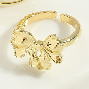 Simple Style Classic Style Bow Knot Copper 14k Gold Plated Open Rings