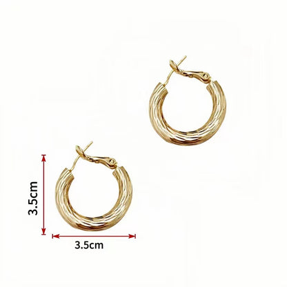 1 Pair Retro C Shape Plating Stainless Steel 18k Gold Plated Earrings