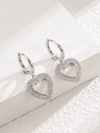 1 Pair Elegant Shiny Heart Shape Plating Hollow Out Inlay Copper Zircon Silver Plated Drop Earrings