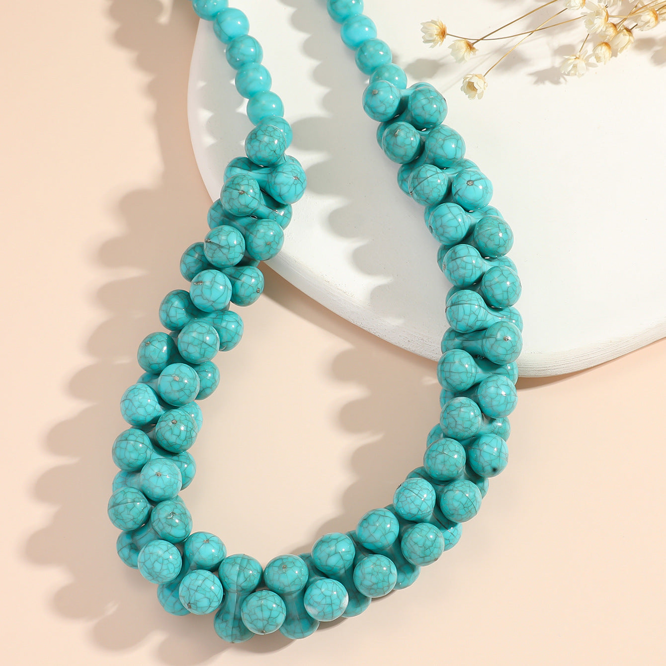 Bohemian Solid Color Plastic Beaded Women's Bracelets Necklace