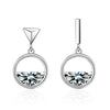 1 Pair Simple Style Shiny Geometric Plating Hollow Out Inlay Copper Zircon White Gold Plated Drop Earrings