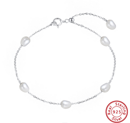 1 Piece Simple Style Geometric Sterling Silver Plating Inlay Pearl Bracelets
