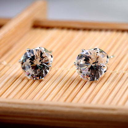 1 Set Simple Style Geometric Inlay Stainless Steel Zircon Ear Studs Cartilage Earrings