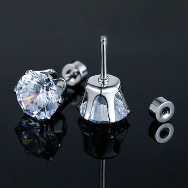 1 Set Simple Style Geometric Inlay Stainless Steel Zircon Ear Studs Cartilage Earrings