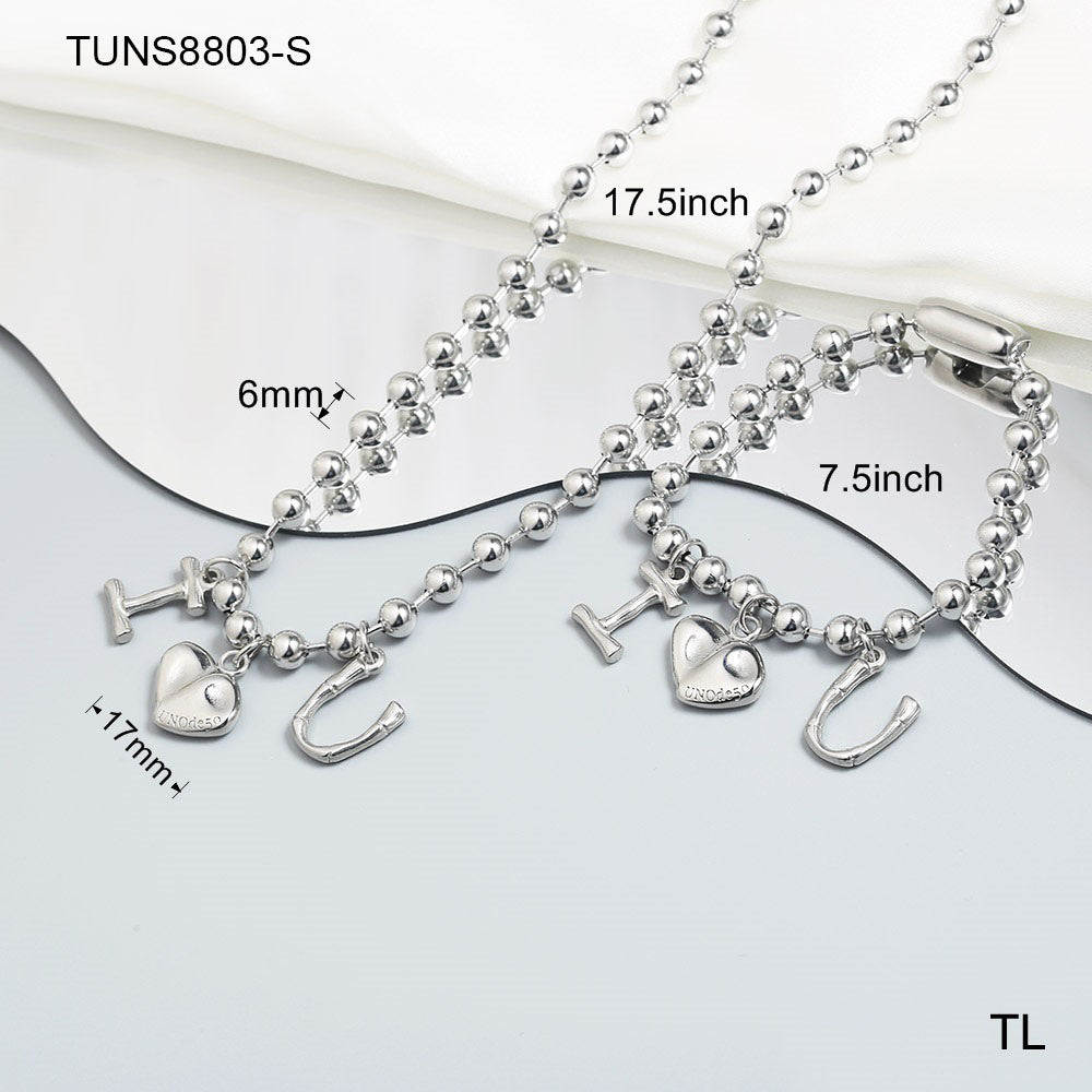 Wholesale Casual Simple Style Classic Style Heart Shape Stainless Steel Plating 18k Gold Plated Bracelets Necklace