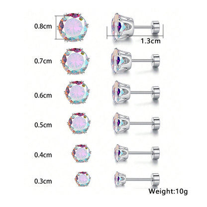 1 Set Simple Style Geometric Inlay Stainless Steel Zircon Ear Studs Cartilage Earrings