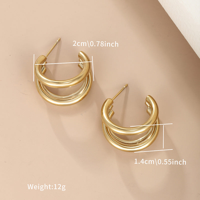 1 Pair Xuping Simple Style C Shape Plating Stainless Steel 14k Gold Plated White Gold Plated Ear Studs
