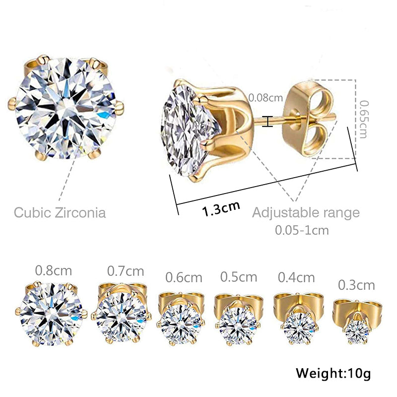 1 Set Simple Style Geometric Inlay Stainless Steel Zircon 18k Gold Plated White Gold Plated Ear Studs