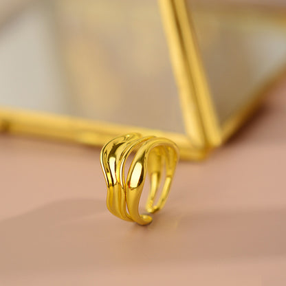 Simple Style Geometric Copper Asymmetrical Rings