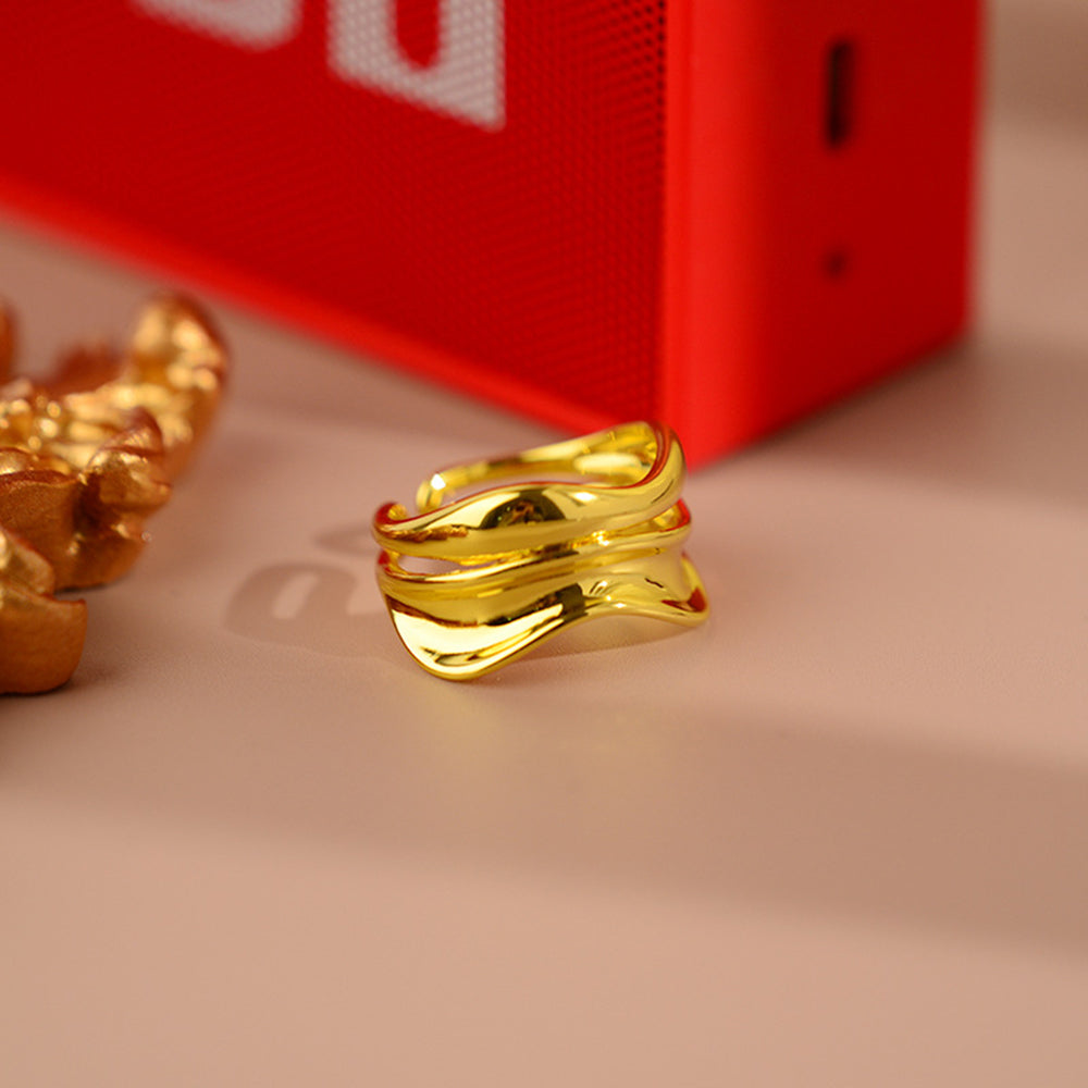 Simple Style Geometric Copper Asymmetrical Rings