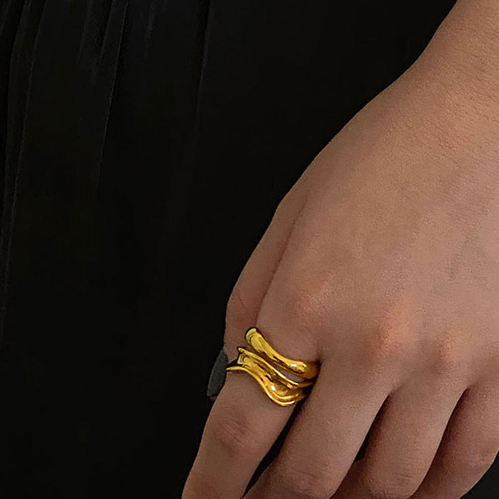 Simple Style Geometric Copper Asymmetrical Rings