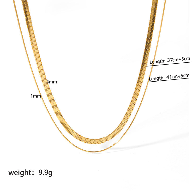 Ig Style Simple Style Solid Color Stainless Steel Plating 18k Gold Plated Double Layer Necklaces