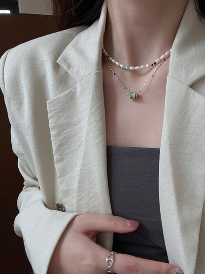 Simple Style Round Copper Enamel Necklace