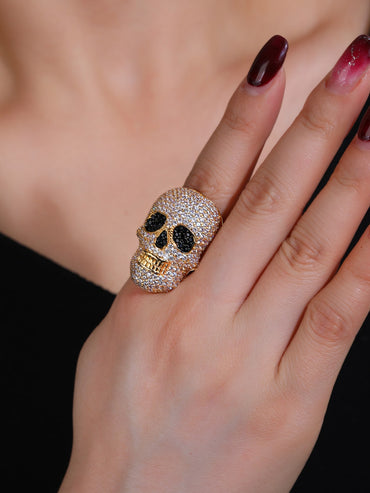 Retro Punk Skull Copper Plating Inlay Zircon Rings