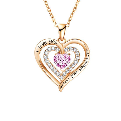 Basic Simple Style Heart Shape Sterling Silver Plating Inlay Zircon Rose Gold Plated Pendant Necklace