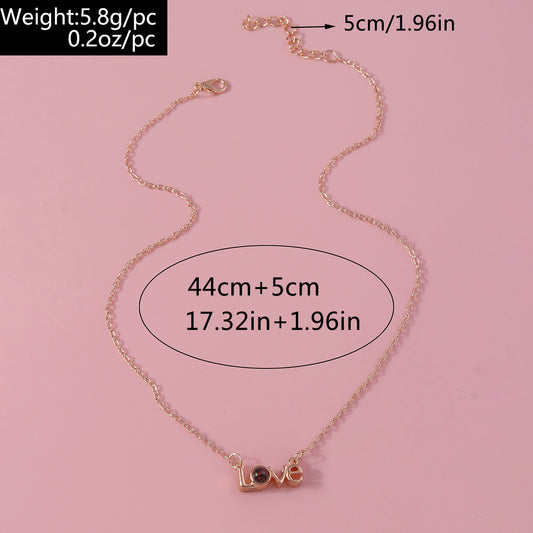 Romantic Simple Style Letter Number Heart Shape Zinc Alloy Plating Inlay Rhinestones Women's Pendant Necklace