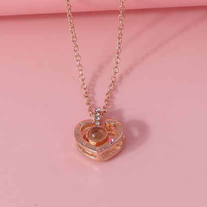 Romantic Simple Style Letter Number Heart Shape Zinc Alloy Plating Inlay Rhinestones Women's Pendant Necklace