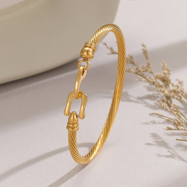 Simple Style Letter Stainless Steel 18k Gold Plated Bangle