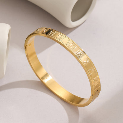 Simple Style Letter Stainless Steel 18k Gold Plated Bangle