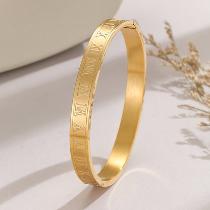 Simple Style Letter Stainless Steel 18k Gold Plated Bangle