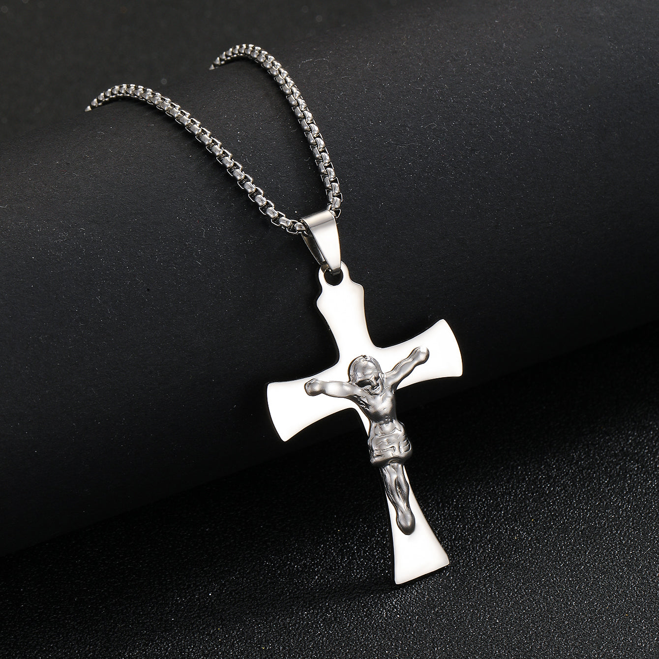 Hip-hop Cross Stainless Steel Pendant Necklace