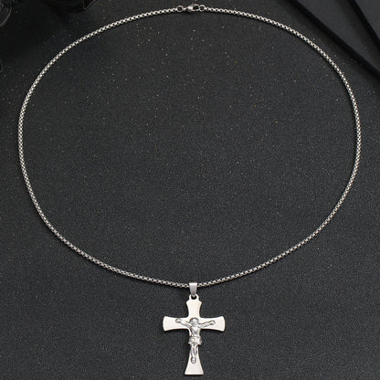 Hip-hop Cross Stainless Steel Pendant Necklace