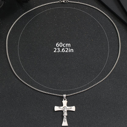 Hip-hop Cross Stainless Steel Pendant Necklace