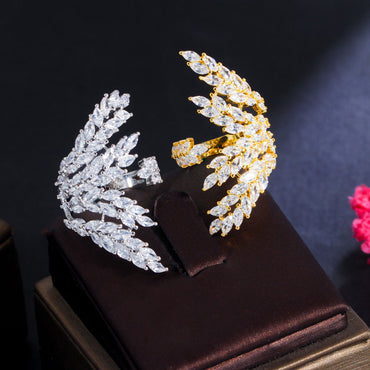 Ig Style Korean Style Wings Copper Plating Inlay Artificial Gemstones Gold Plated Rhodium Plated Open Rings