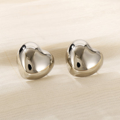 1 Pair Simple Style Round Heart Shape Plating Titanium Steel Drop Earrings