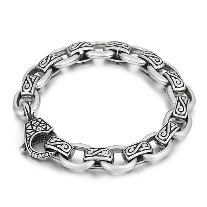 Hip-hop Retro Geometric Titanium Steel Carving Bracelets