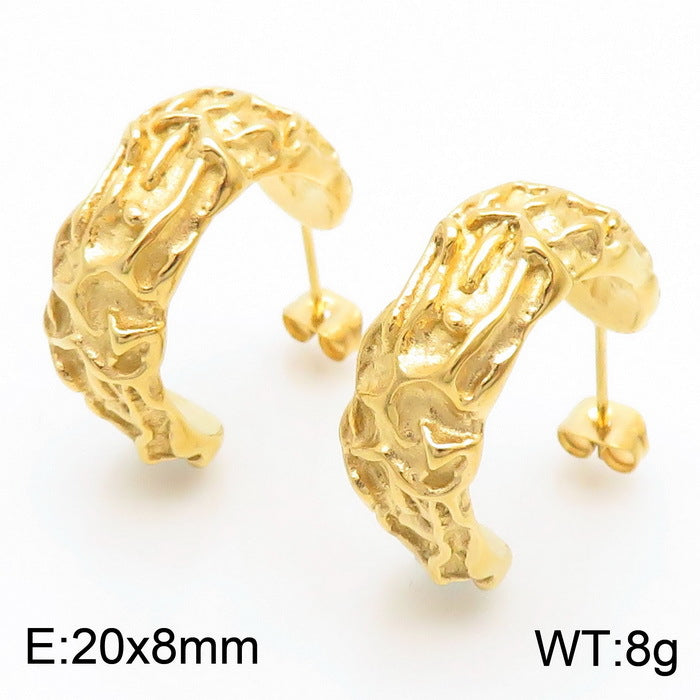 1 Piece Vintage Style C Shape Plating Titanium Steel Ear Studs