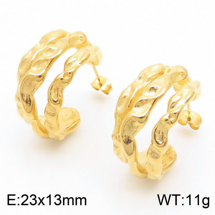 1 Pair Simple Style C Shape Plating Titanium Steel Ear Studs