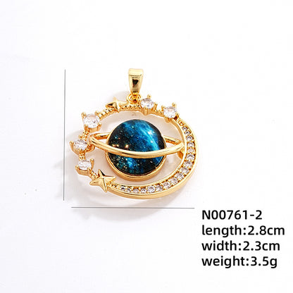 Ig Style Simple Style Universe Starry Sky Stainless Steel Copper Plating Inlay Zircon Gold Plated Charms Necklace