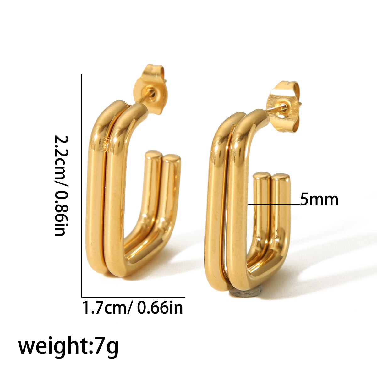 1 Pair Simple Style U Shape Plating Stainless Steel 18k Gold Plated Ear Studs