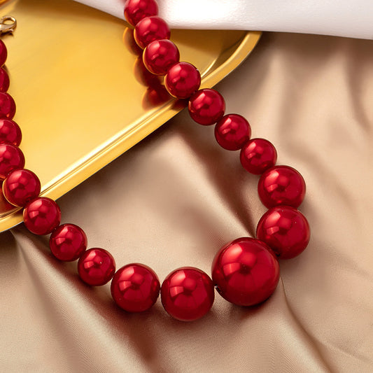 Elegant Round Imitation Pearl Beaded Women's Pendant Necklace
