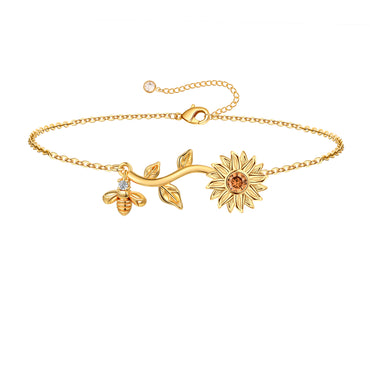 Simple Style Sunflower Bee Copper Plating Rose Gold Plated Bracelets